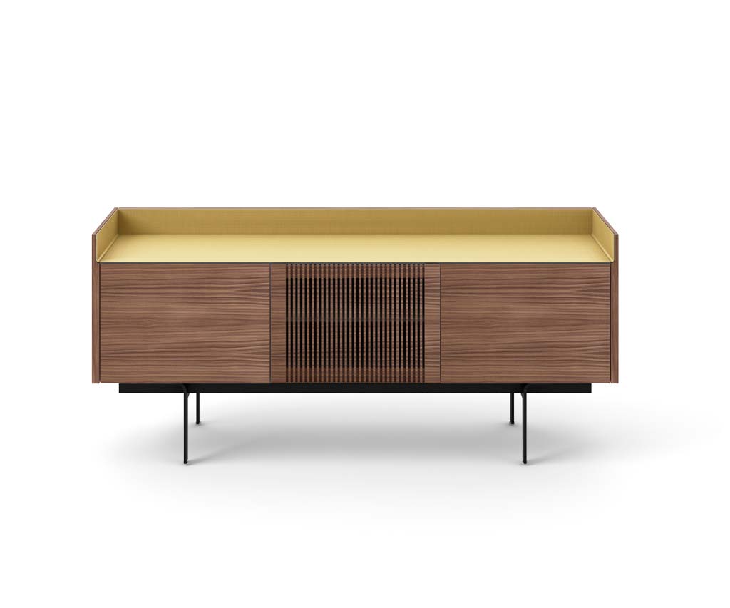 Punt Stockholm TV Design Lowboard sideboard pieds mur suspendu chêne noyer aluminium or rose bronze Punt Stockholm TV Design Lowboard sideboard pieds mur suspendu chêne noyer aluminium or rose bronze