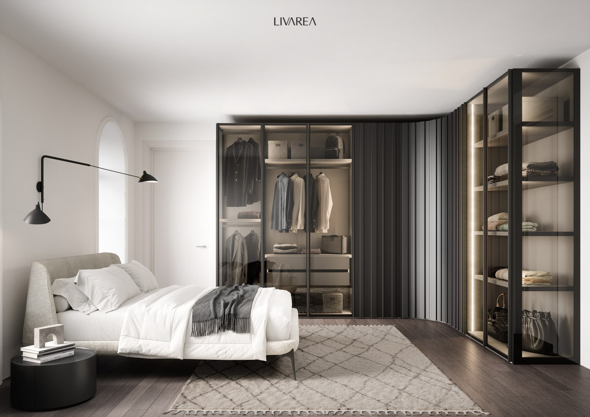 Luxus Ankleidezimmer mit Glastüren Eckschrank Luxus Ankleidezimmer mit Glastüren Eckschrank