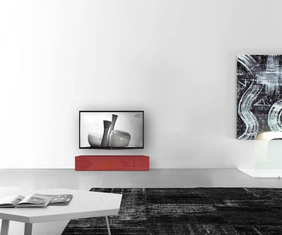 /Design Lowboard sol L120 H27 rouge brillant /Design Lowboard sol L120 H27 rouge brillant