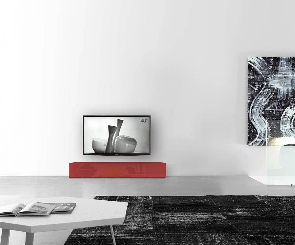 /Design Lowboard sol L150 H27 rouge brillant /Design Lowboard sol L150 H27 rouge brillant