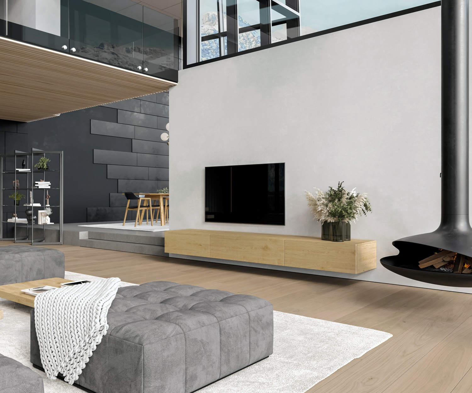 Meuble TV Moderne Chêne Naturel Clair Scandinave Meuble TV Moderne Chêne Naturel Clair Scandinave