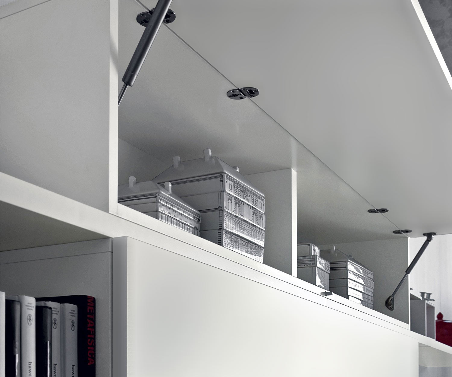 Éléments suspendus de salon design haut de gamme en blanc brillant