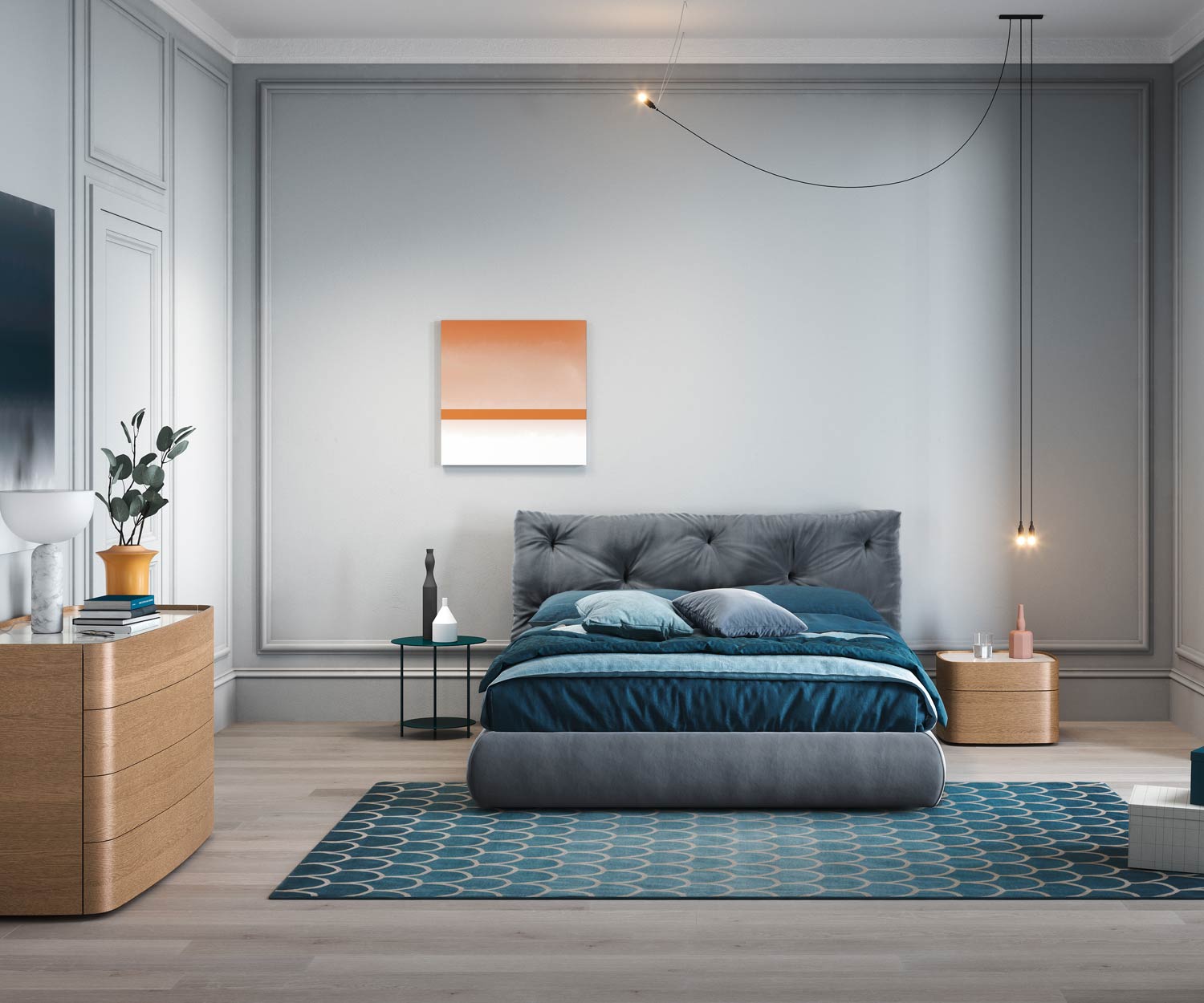Exclusif Novamobili Design Lit rembourré Modo avec coffre de lit