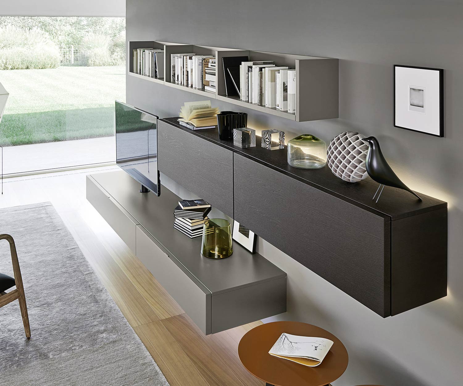 Livitalia Meuble-paroi design C60 de haute qualité avec éclairage LED Livitalia Meuble-paroi design C60 de haute qualité avec éclairage LED