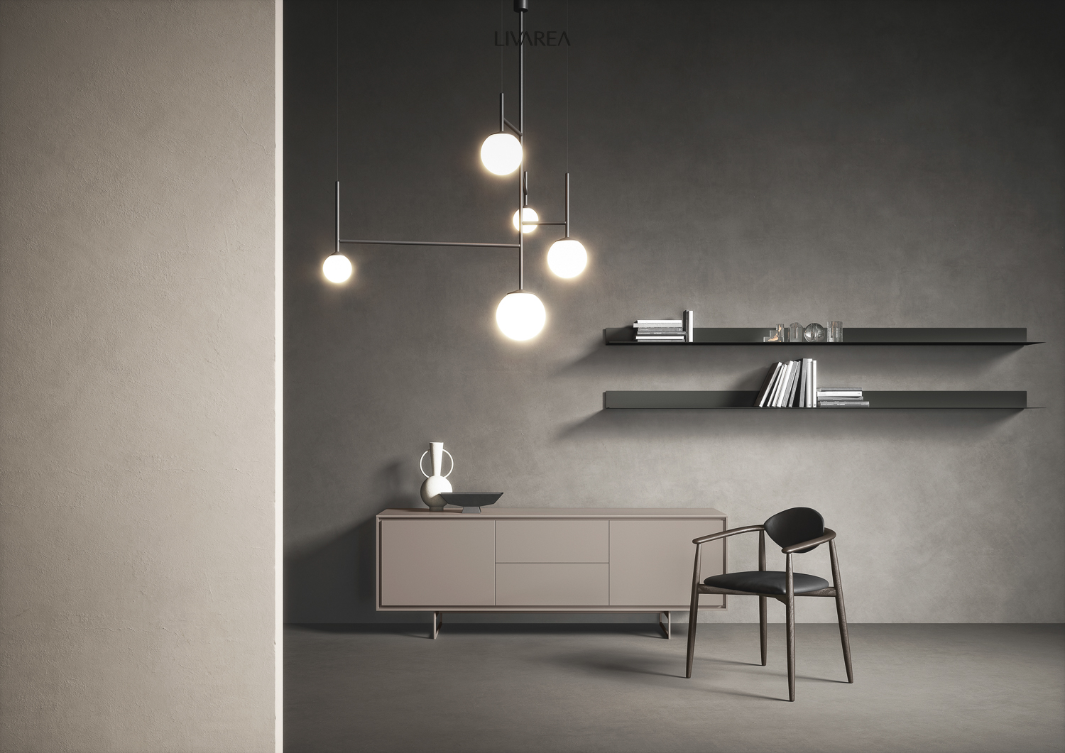 Schönes Wohnzimmer Sideboard in Mattlack auf Kufen stehend Schönes Wohnzimmer Sideboard in Mattlack auf Kufen stehend