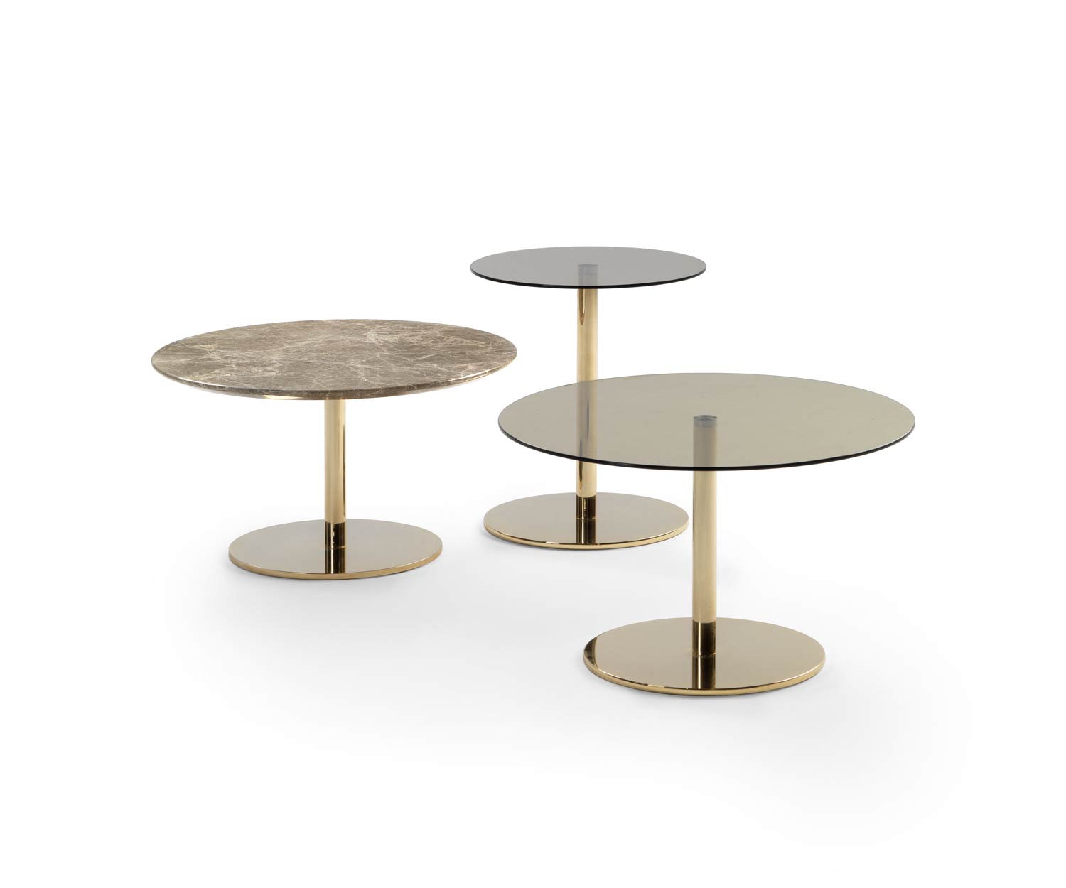 Marelli Sofatisch Break transparente Glasplatte verschiedene Durchmesser D 40 60 80 cm Marelli Sofatisch Break transparente Glasplatte verschiedene Durchmesser D 40 60 80 cm