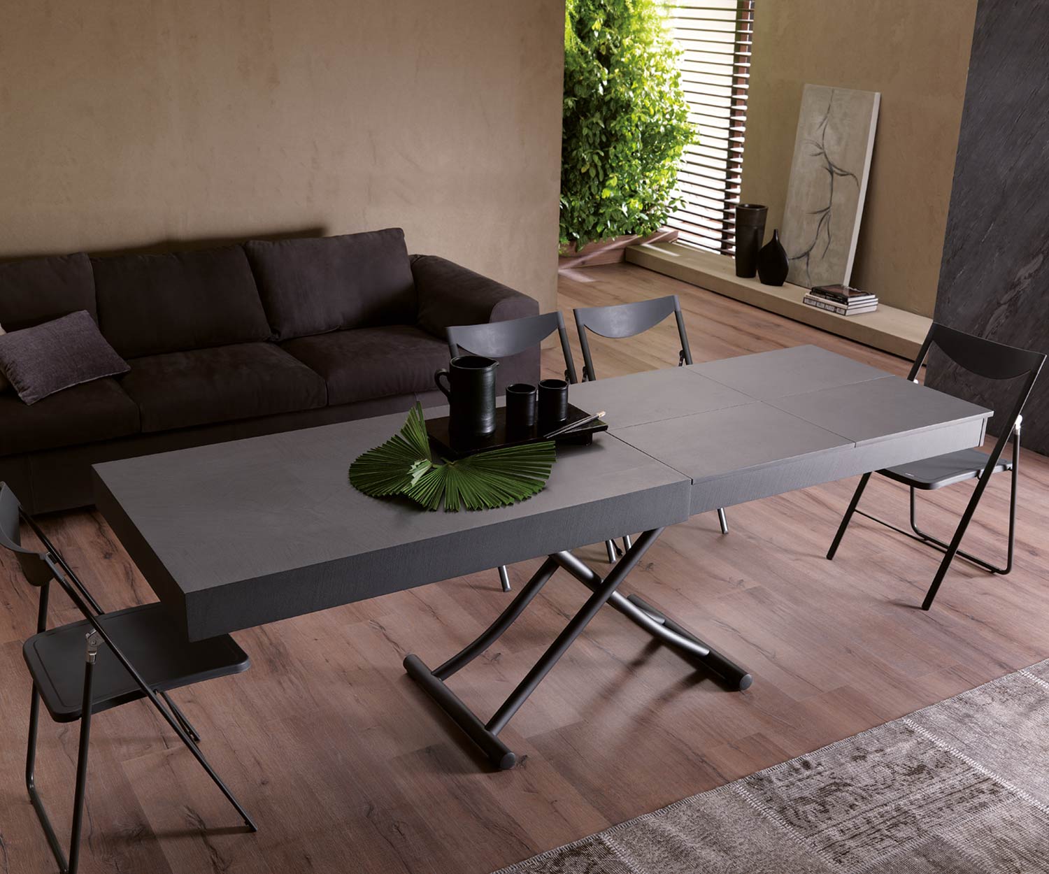 Ozzio Newood Tisch T123 ausziehbar mit Beton Tischplatte Ozzio Newood Tisch T123 ausziehbar mit Beton Tischplatte