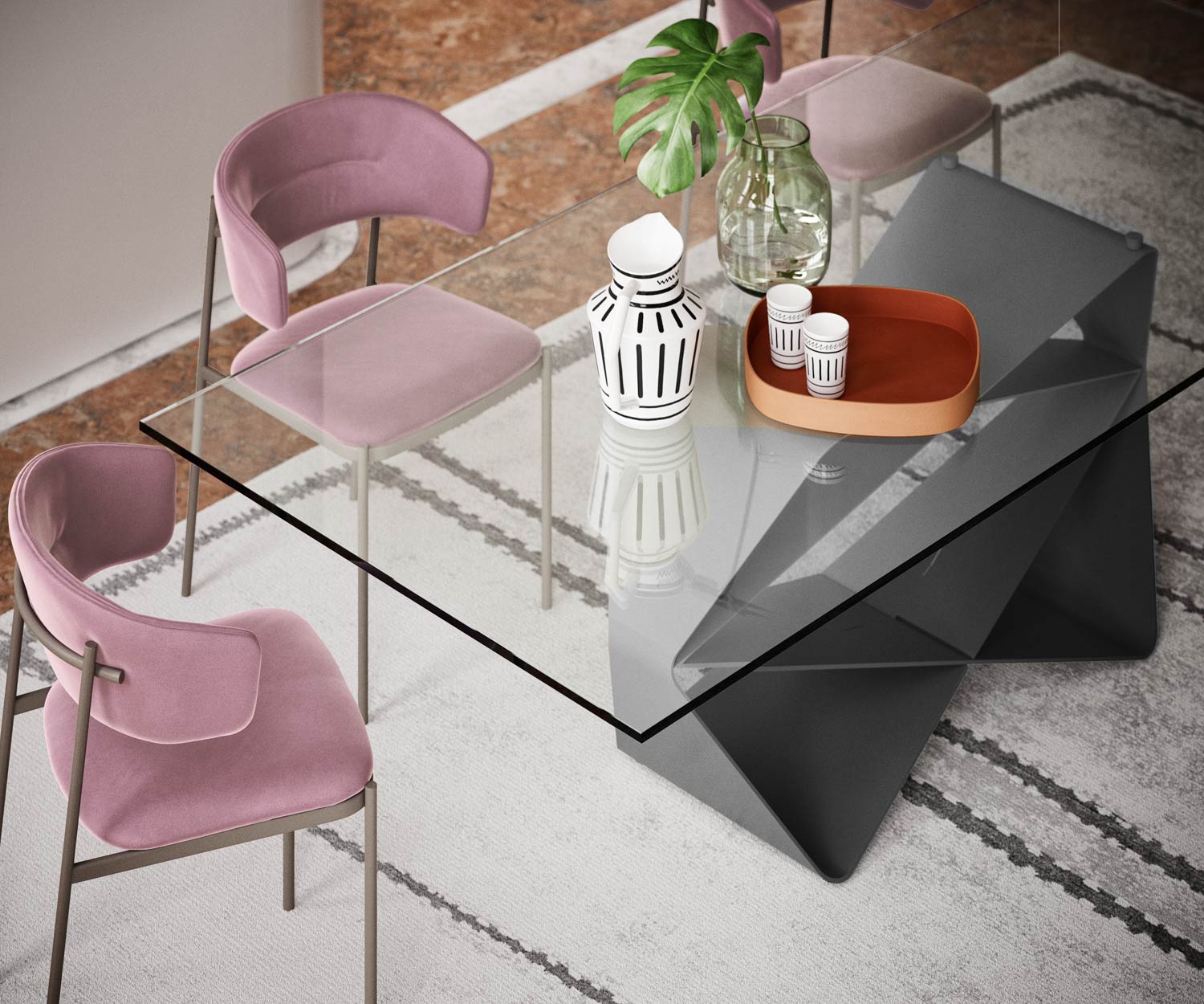 Table de salle à manger design moderne en bois Carbone Noir 260 cm