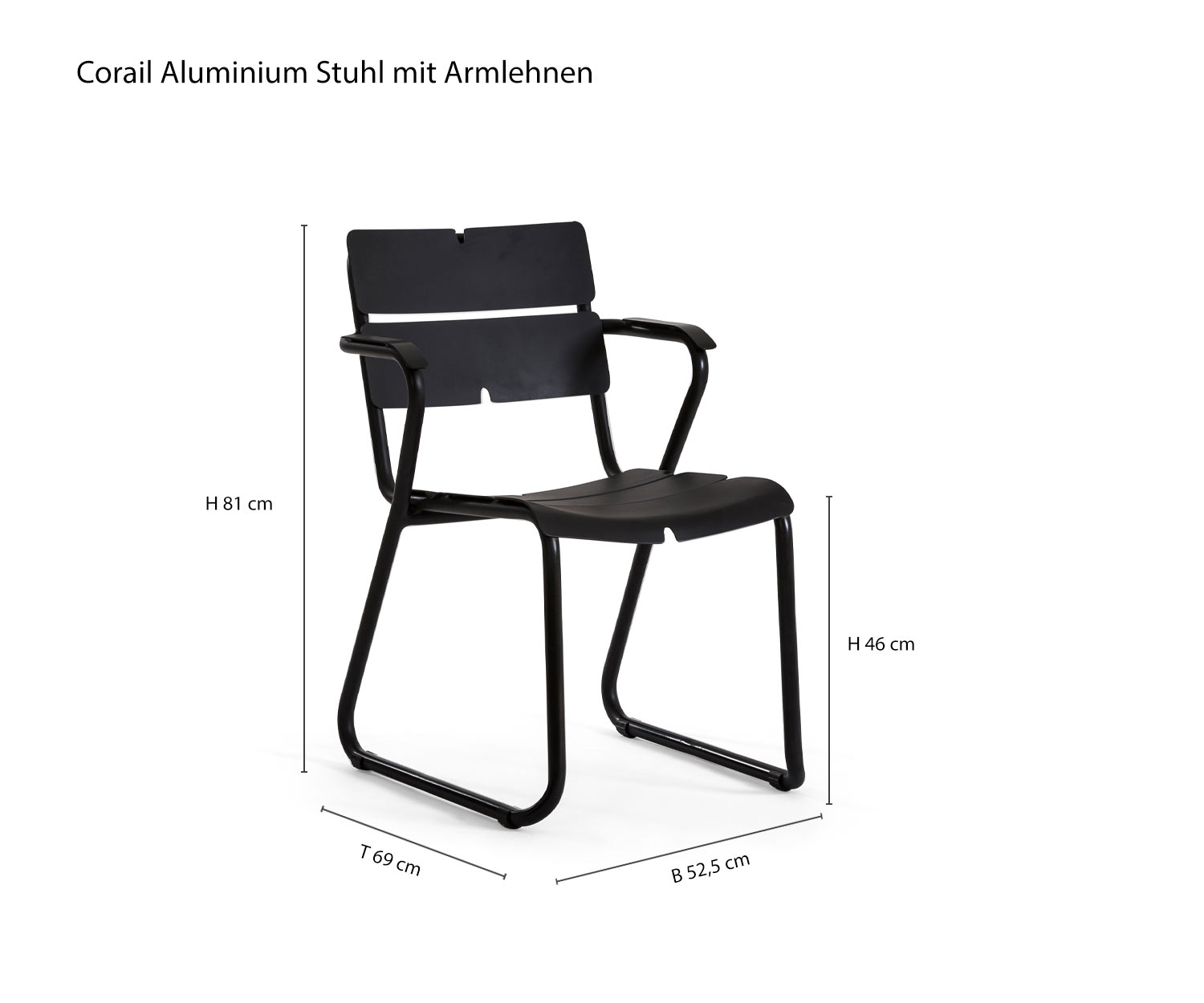 Corail Aluminium Accoudoirs Designer Chaise de Jardin Taille Mesures Dimension Esquisse Corail Aluminium Accoudoirs Designer Chaise de Jardin Taille Mesures Dimension Esquisse