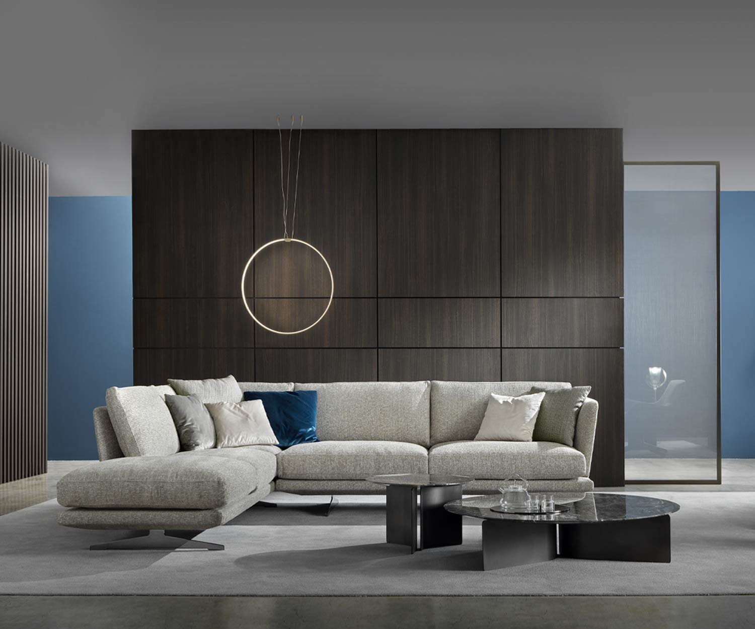 Exclusif Marelli Table basse Wave marbre gris arabescato piètement métal noir Exclusif Marelli Table basse Wave marbre gris arabescato piètement métal noir