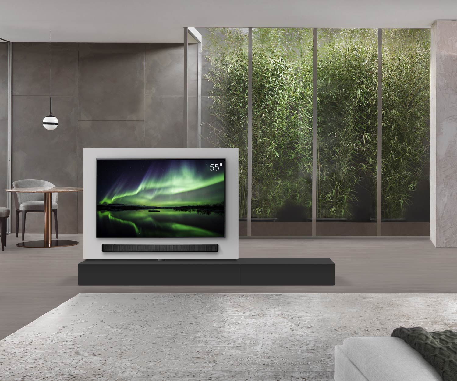 Livitalia Roto Design Lowboard Séparation de pièce avec panneau TV pivotant L150 65 H25 P47 NeroM B90re oBox Livitalia Roto Design Lowboard Séparation de pièce avec panneau TV pivotant L150 65 H25 P47 NeroM B90re oBox