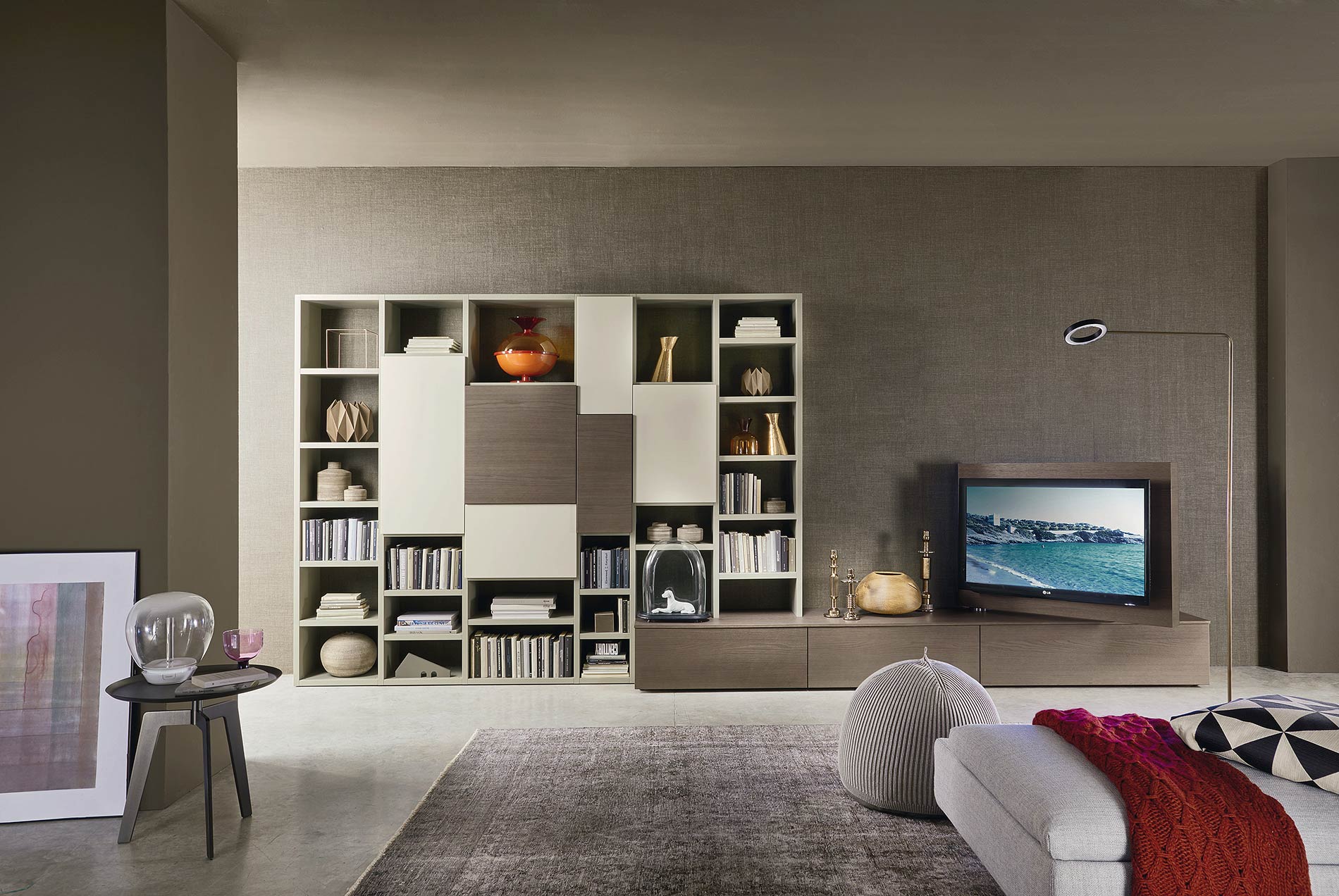 Bibliothèque design Meuble-paroi avec support TV pivotant