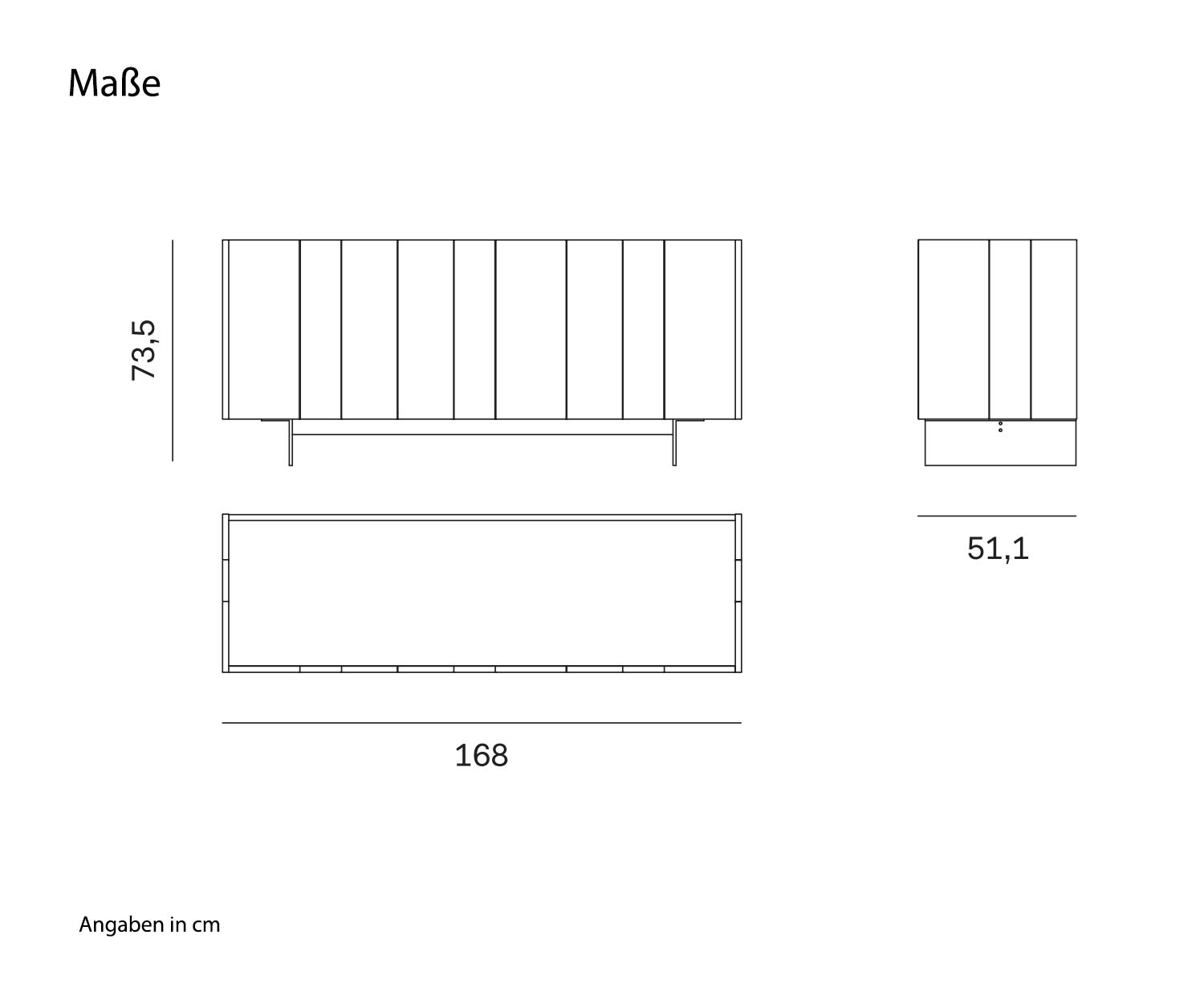 Novamobili Design Sideboard Stripe 3 Dimensions de l'esquisse
