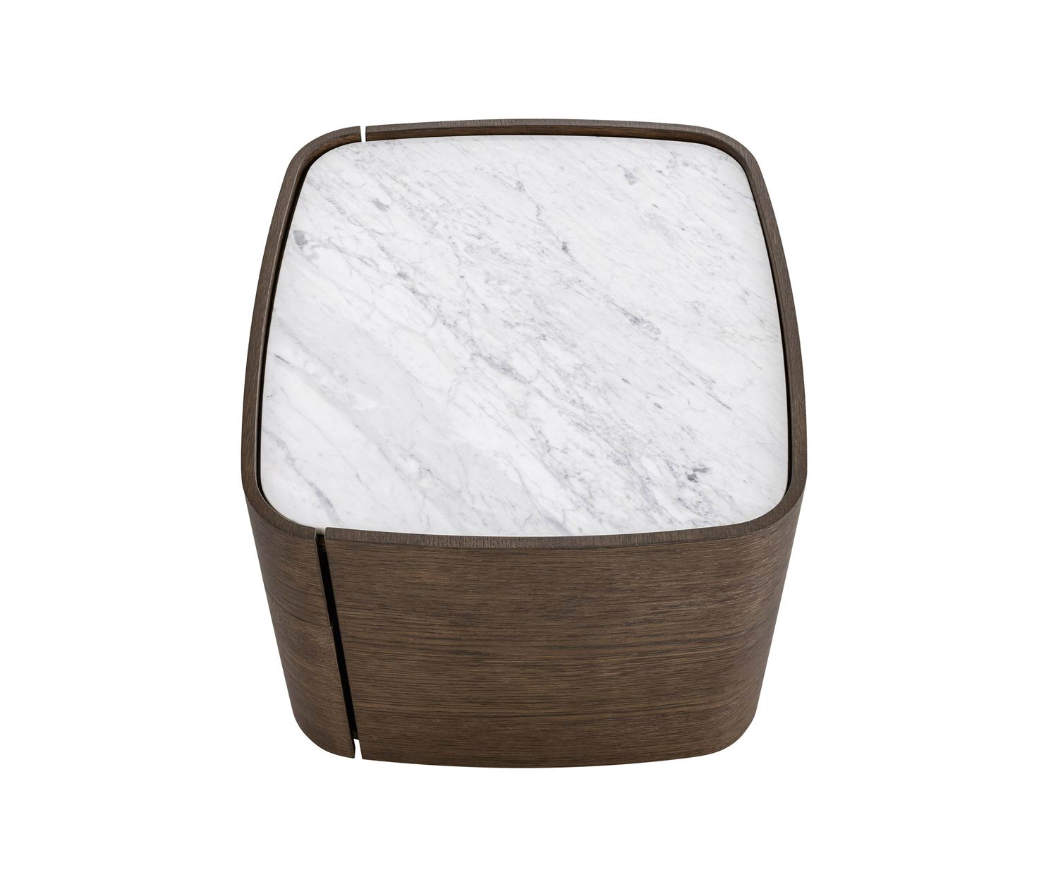  Novamobili Table de nuit Norman 2 tiroirs chêne foncé avec dessus en marbre