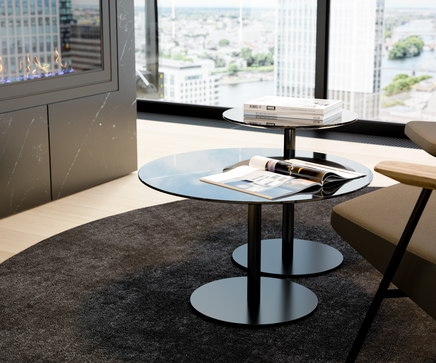 Exclusif Marelli Design table d'appoint Break verre plateau de table bronze transparent Exclusif Marelli Design table d'appoint Break verre plateau de table bronze transparent