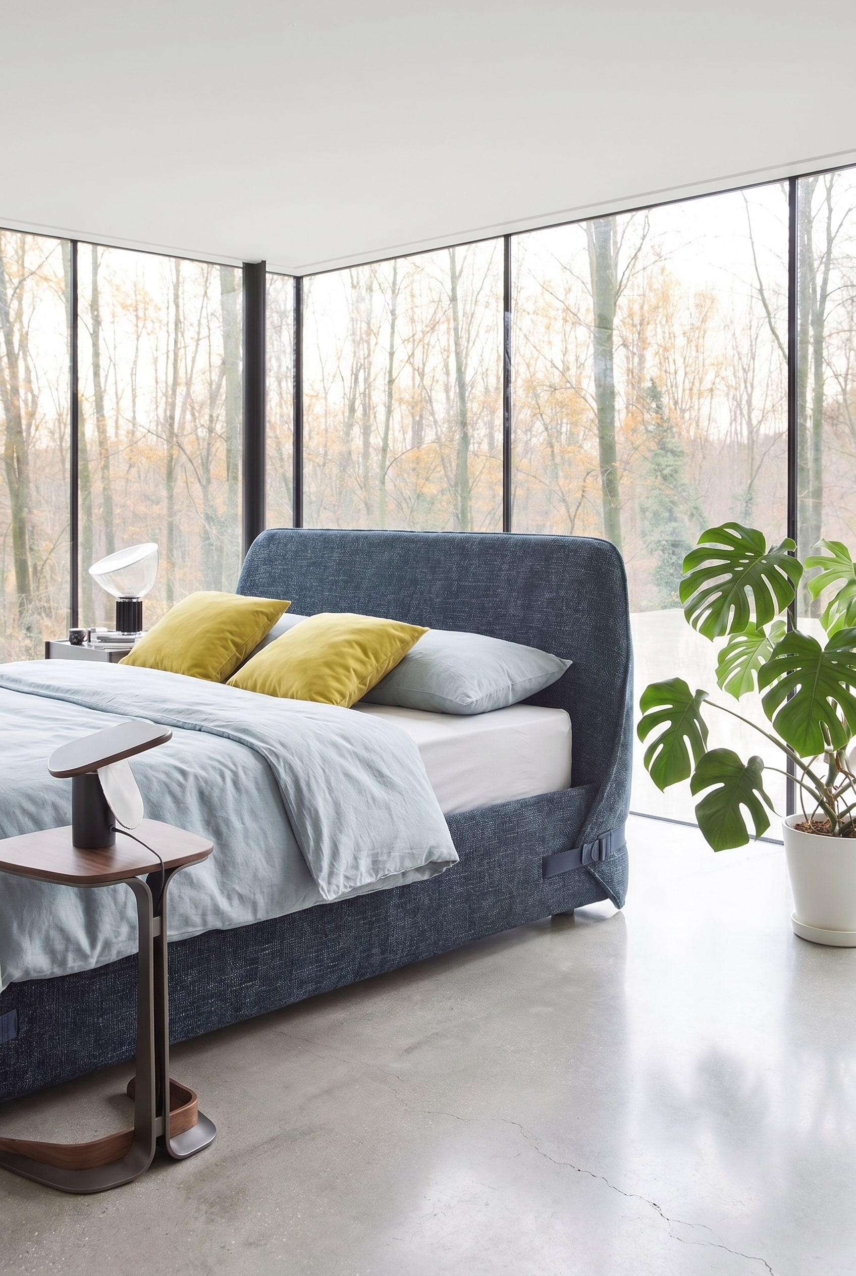 Lit design élégant avec textiles roulés en arrière-plan, accent sur les textures de haute qualité Lit design élégant avec textiles roulés en arrière-plan, accent sur les textures de haute qualité