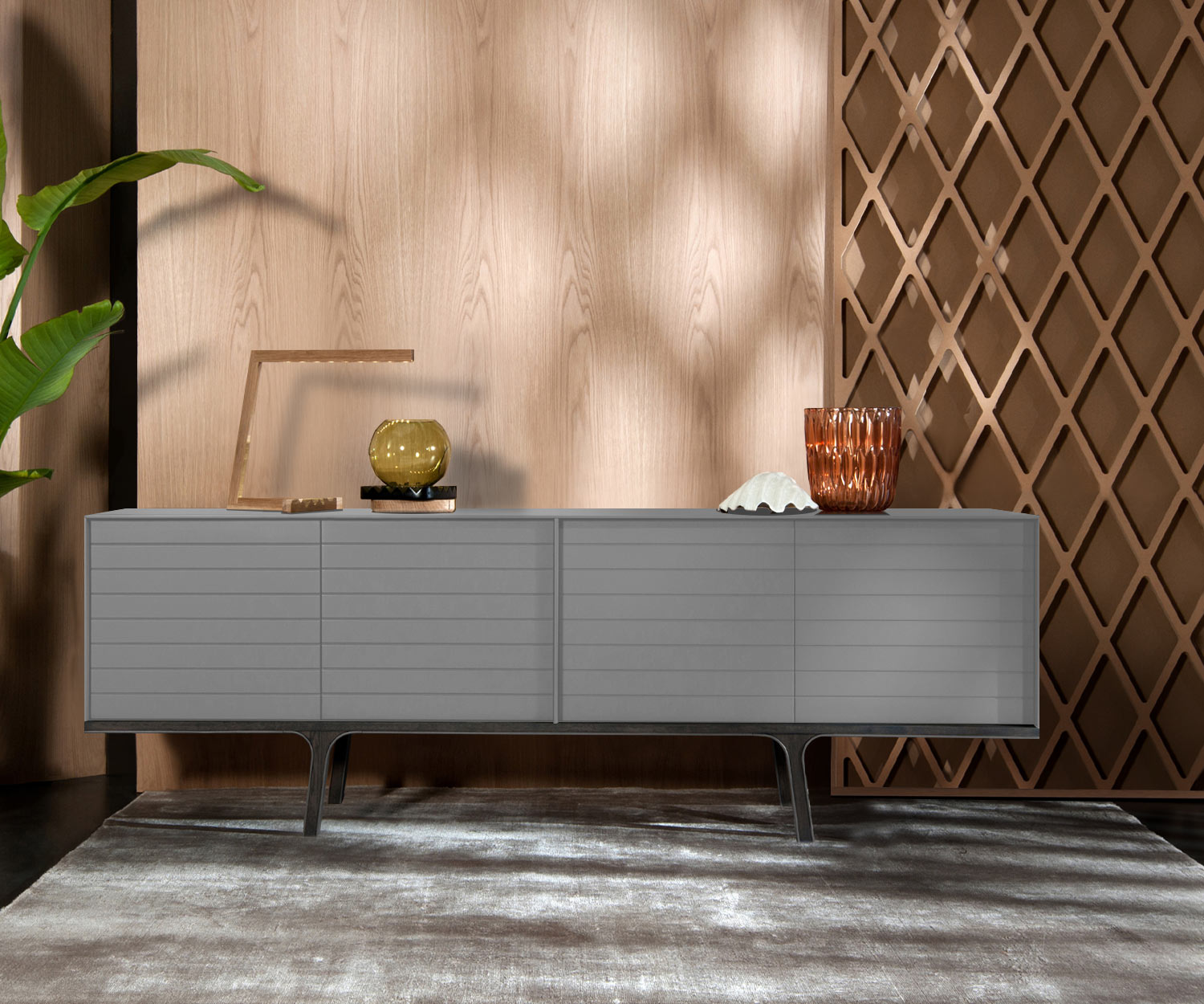 al2 mobius 002 Sideboard Breite 220 cm Korpus Hellgrau
