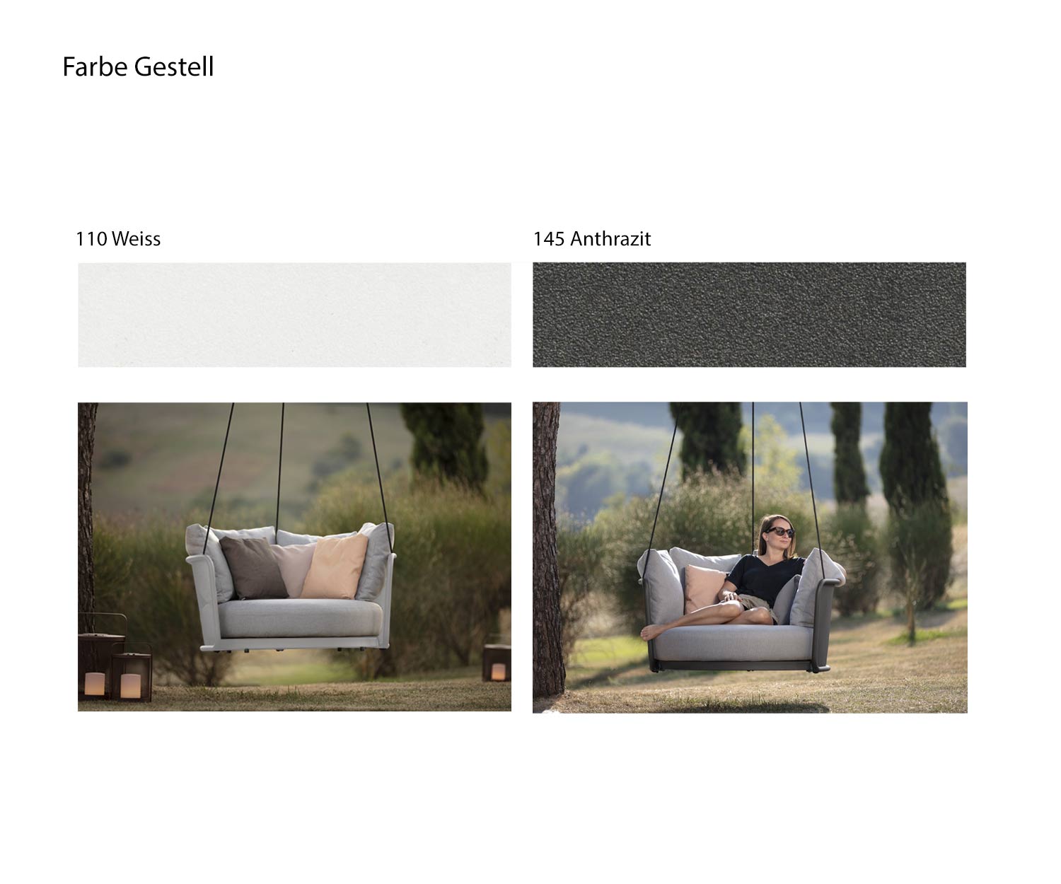 Baza Round Swing Fauteuil design Couleur de la structure Acier inoxydable Blanc Anthracite Baza Round Swing Fauteuil design Couleur de la structure Acier inoxydable Blanc Anthracite