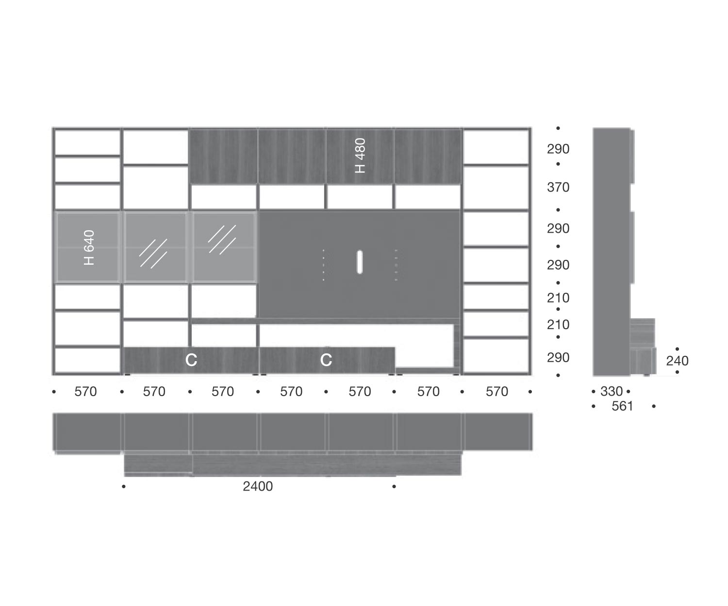 Livitalia Bibliothèque design C58 Dimensions Esquisse Dimensions Livitalia Bibliothèque design C58 Dimensions Esquisse Dimensions
