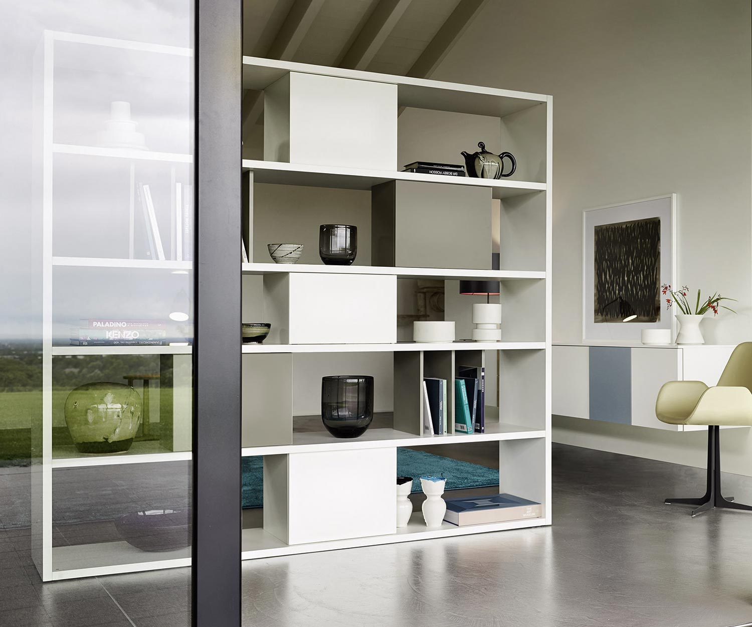 Modernes Livitalia Design Standregal C92 Raumteiler Weiß Modernes Livitalia Design Standregal C92 Raumteiler Weiß