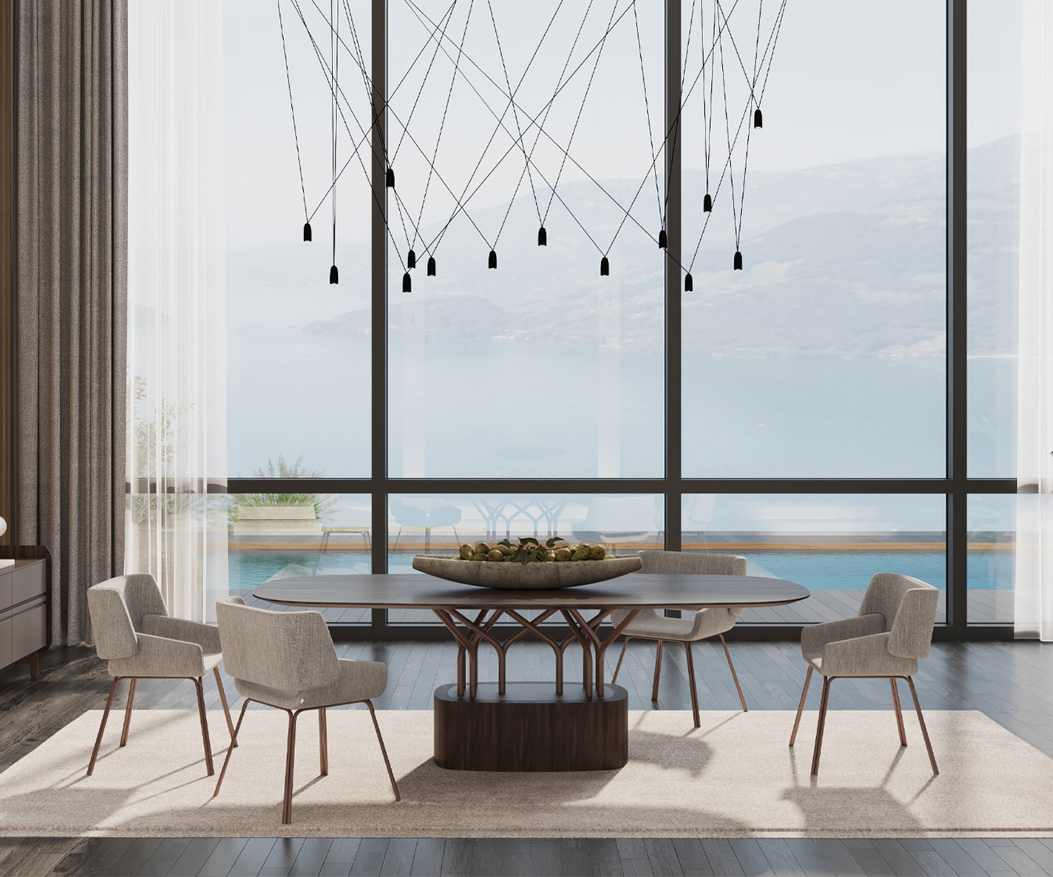 al2 wood oo 001 Table de salle à manger design plateau ovale et pied en finition noyer al2 wood oo 001 Table de salle à manger design plateau ovale et pied en finition noyer