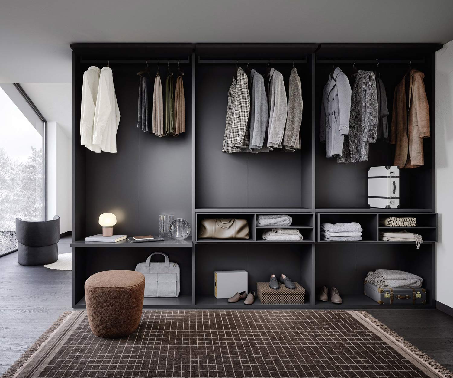 Dressing-room design gris foncé mat Novamobili Benn Dressing-room design gris foncé mat Novamobili Benn