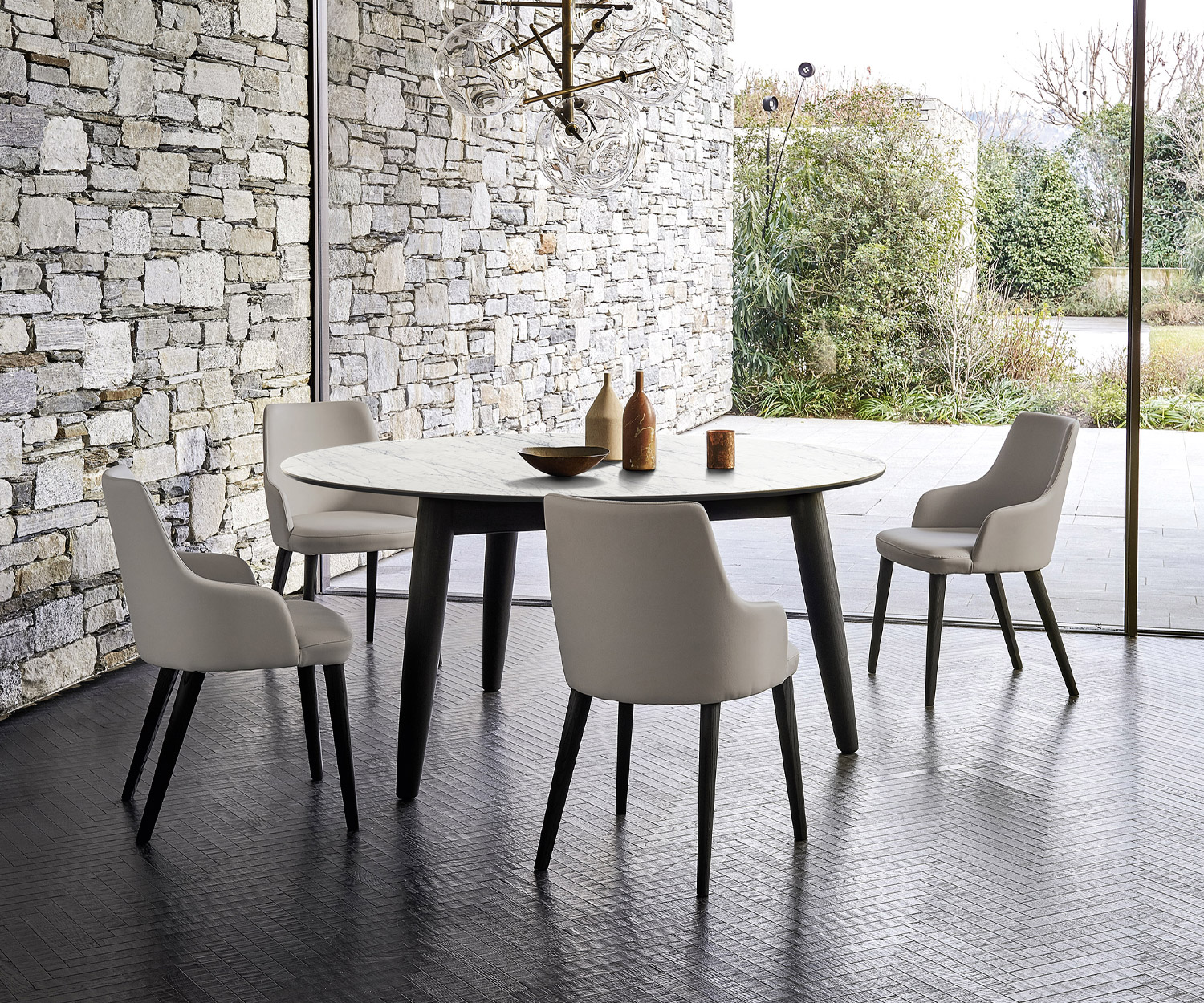 Exclusif Livitalia Convivio Design Table de salle à manger Céramique Plateau Frêne Bois