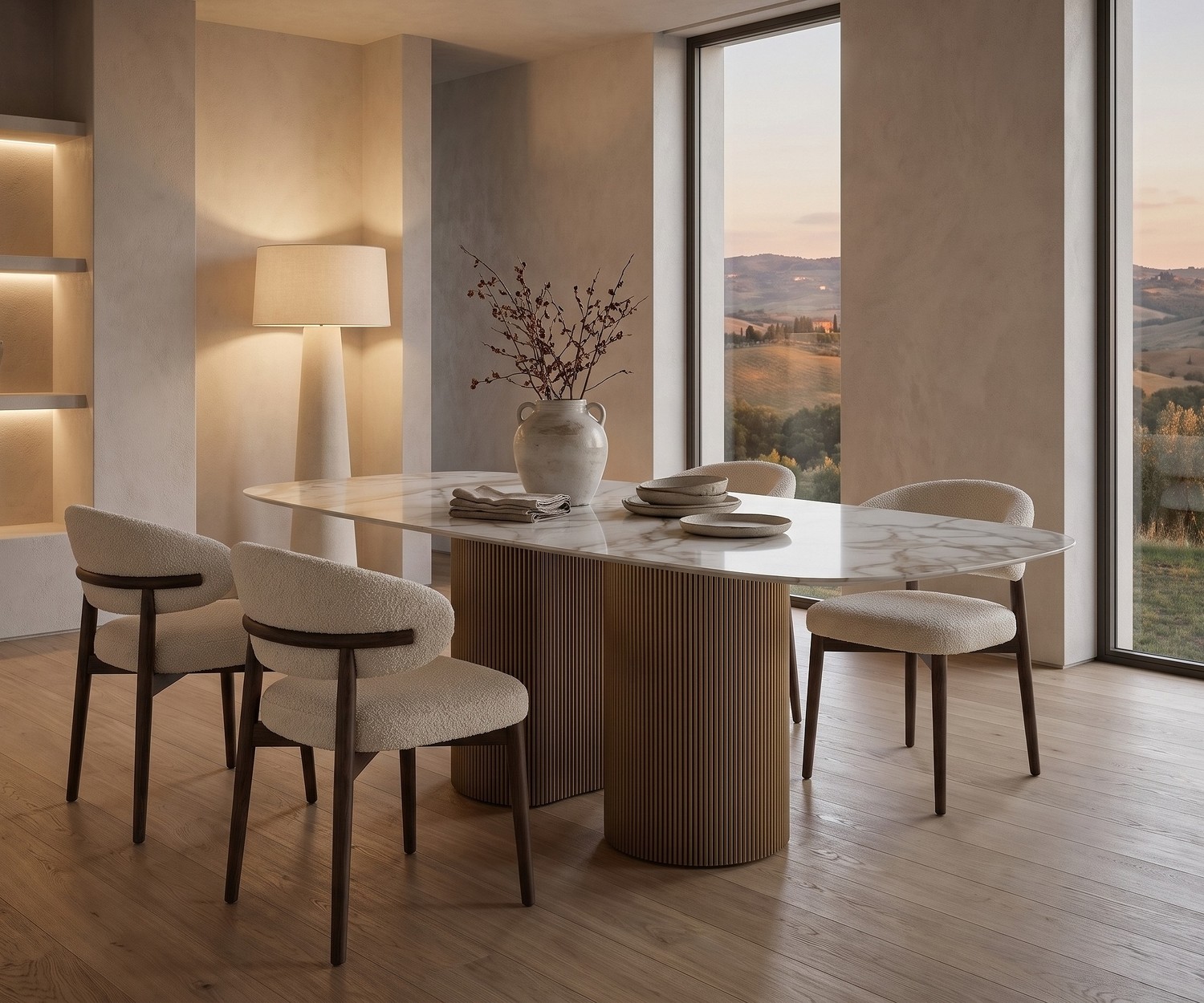 Table de repas ovale design al2 dakry b 001 | Livarea Table de repas design ovale al2 dakry b 001 dans une salle 0 manger minimaliste avec chaises en boucl9.