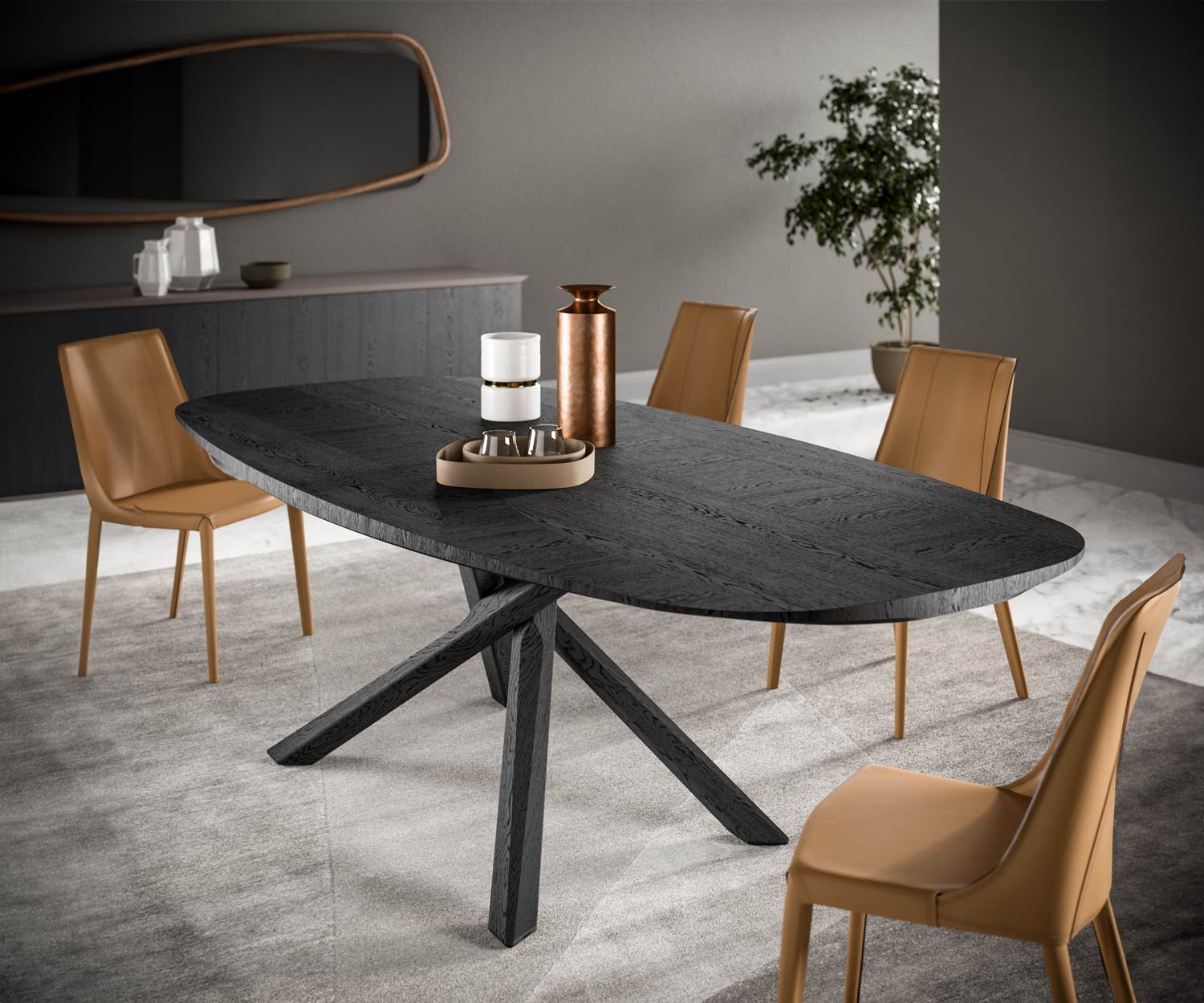 Table de chevet design en chêne brun avec plateau en verre Titan