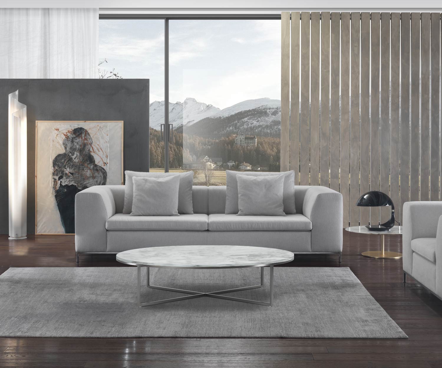 Wunderschöner Carrara Marmor Couchtisch von Marelli weiße Tischplatte Silber Chrom Gestell Wunderschöner Carrara Marmor Couchtisch von Marelli weiße Tischplatte Silber Chrom Gestell