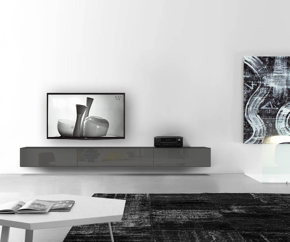 /Design Lowboard Wand L300 H33 5 gris foncé brillant /Design Lowboard Wand L300 H33 5 gris foncé brillant