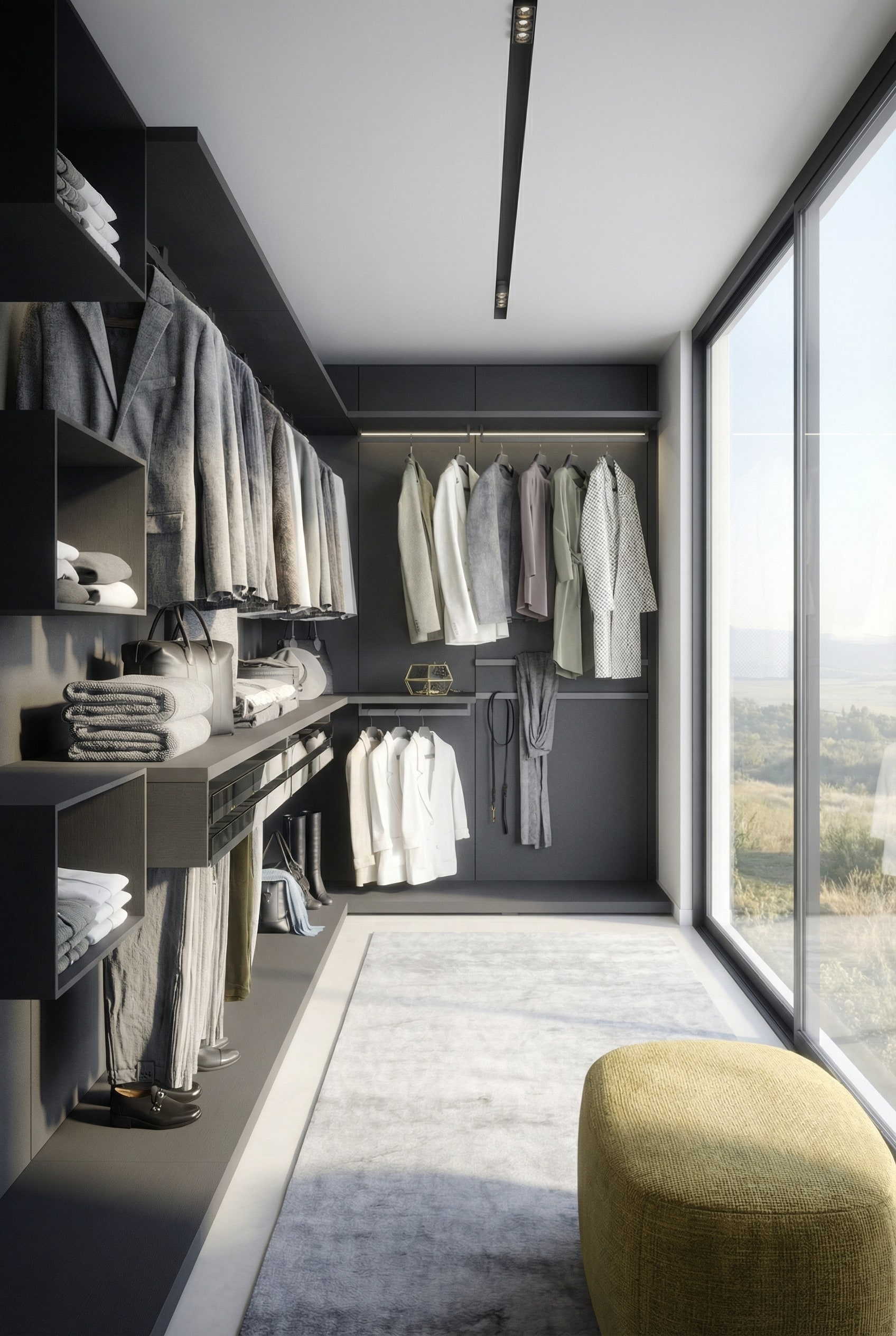 Begehbarer Kleiderschrank mit perfekten Ma&szlig;en und gestaffelten Tiefen