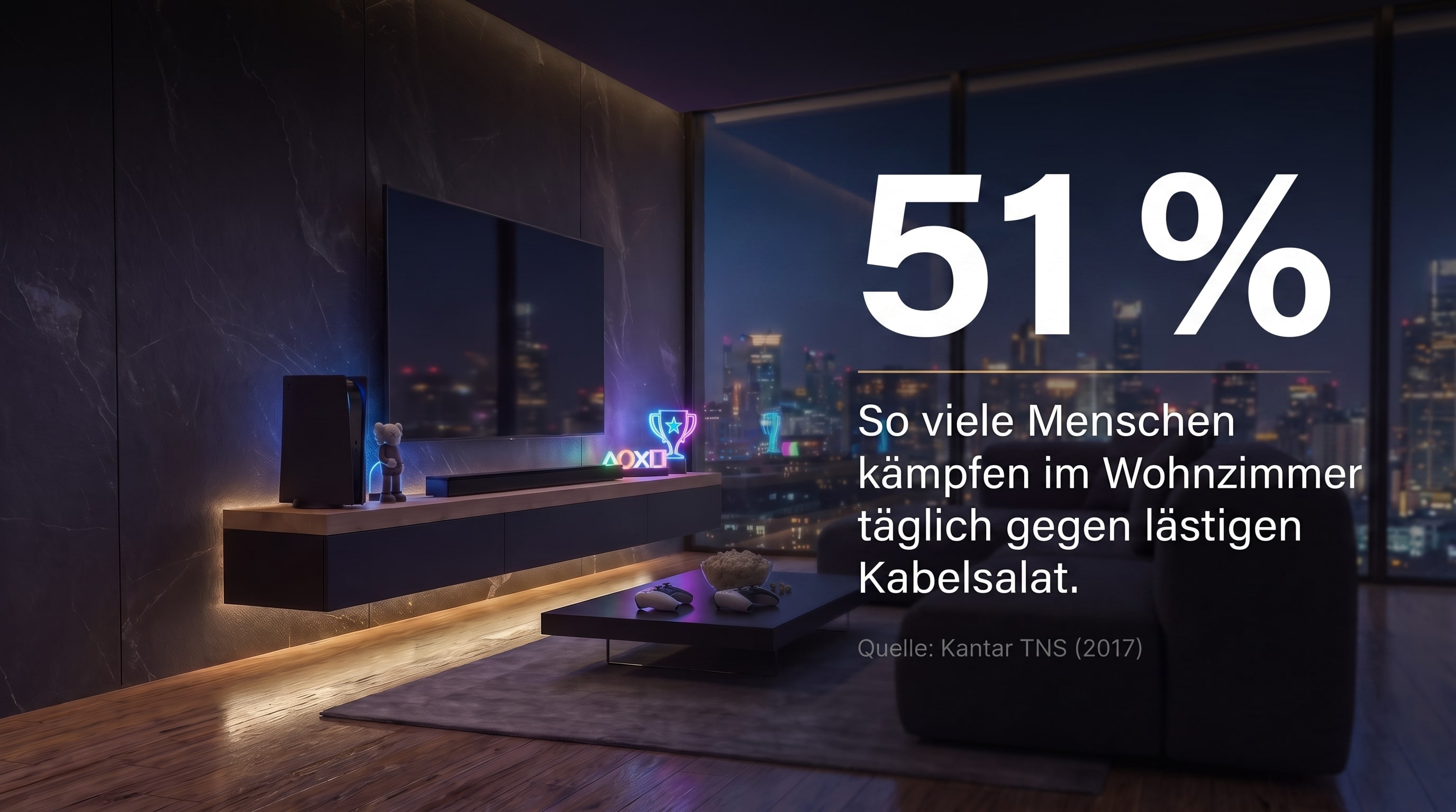 51 % &ndash; C'est le nombre de personnes qui luttent quotidiennement contre l'encombrement des c&acirc;bles dans leur salon.