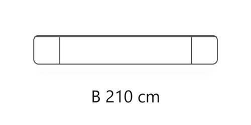 L 210 cm / H 33,2 cm / P 45,5 cm