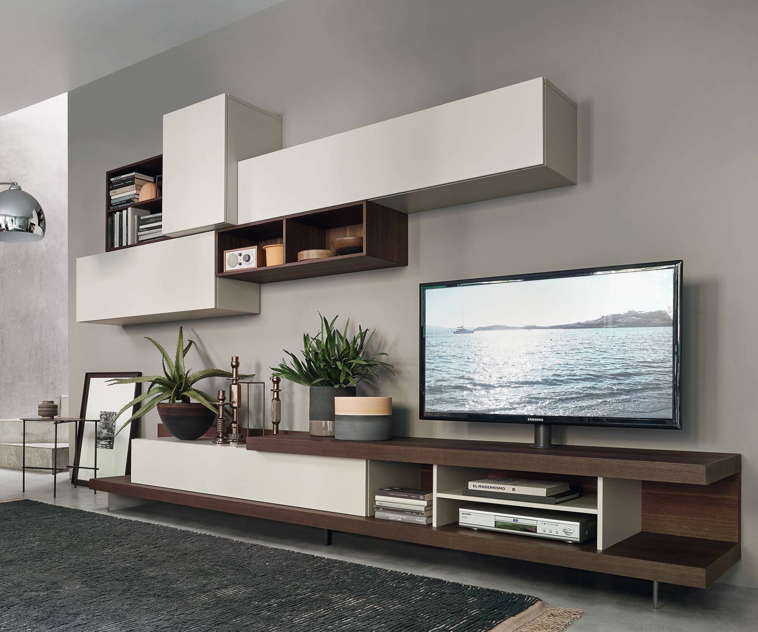 Exclusif Ouvert Livitalia Design Design Lowboard Open avec support TV