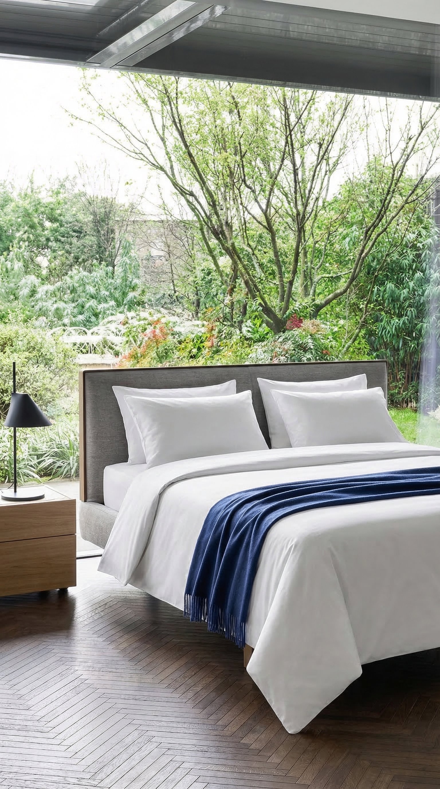 luxurioeses-straff-bezogenes-weisses-hotelbett-im-modernen-schlafzimmer