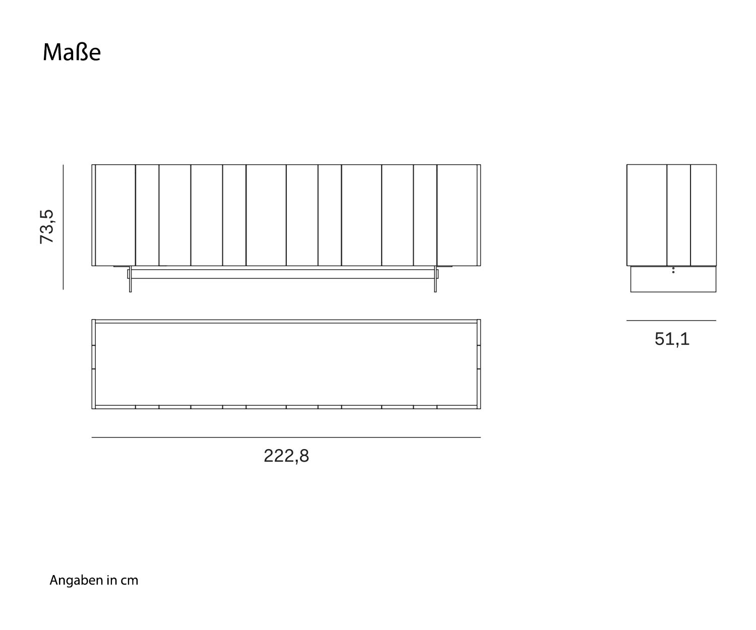 Novamobili Sideboard Stripe 4 croquis dimensions tailles