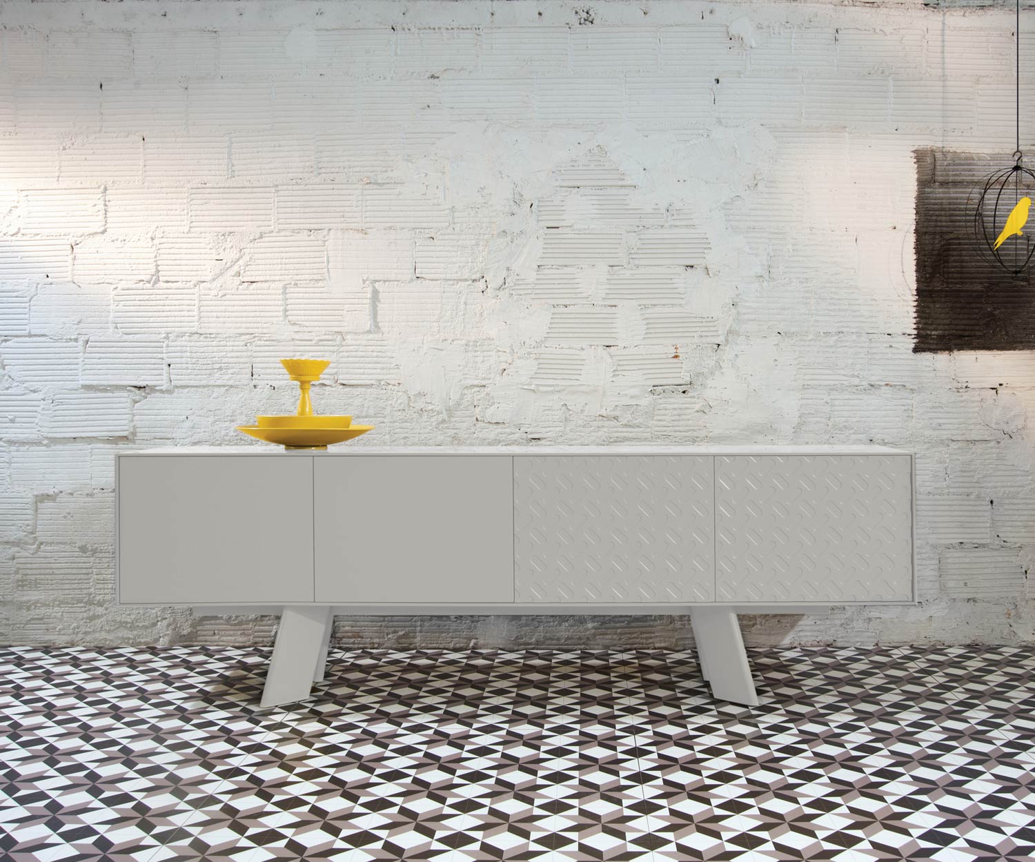 Exclusif al2 Design Sideboard Alhambra L 240 cm en corps blanc et structure blanche