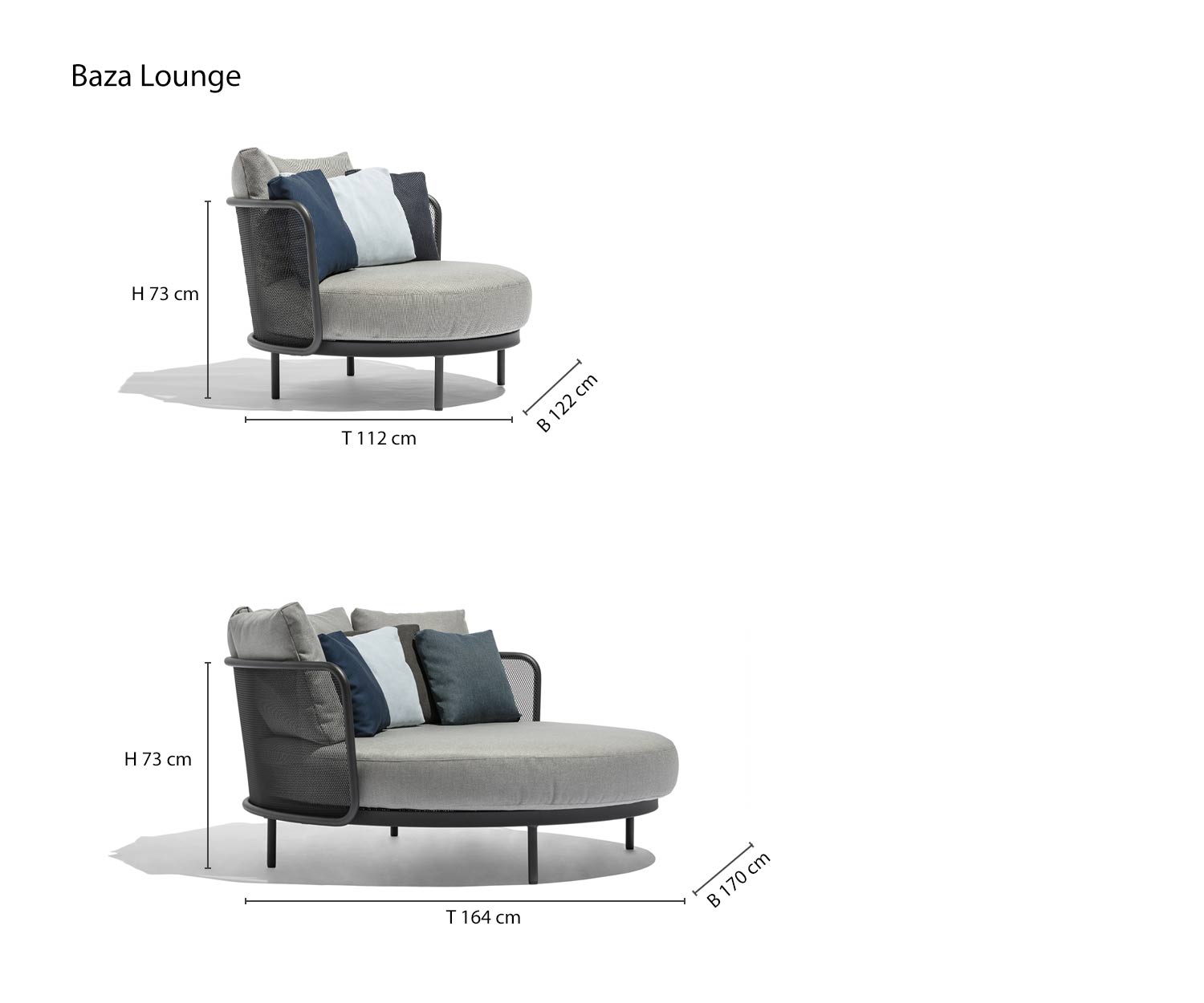 Todus Baza Round Design Lounge et Daybed Esquisse Dimensions