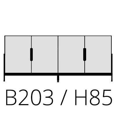 L 203 cm H 85 cm 4 portes 