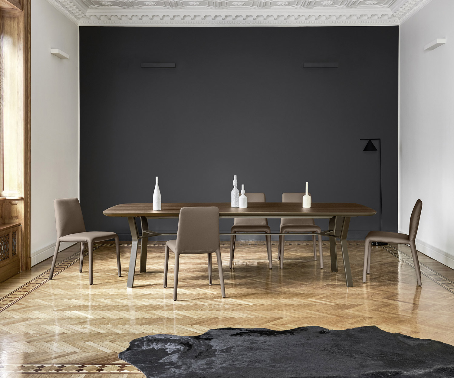 Exclusif Livitalia Iron Table de salle à manger plateau rectangulaire piètement métallique avec chaises de salle à manger