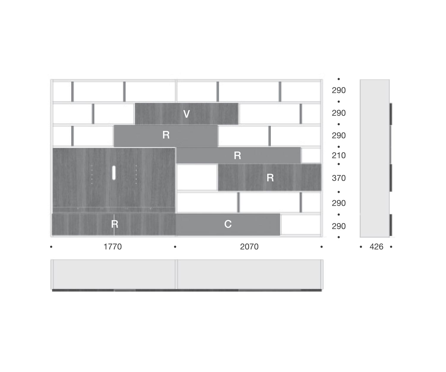 Livitalia Bibliothèque design C52 Dimensions Dimensions Esquisse Livitalia Bibliothèque design C52 Dimensions Dimensions Esquisse