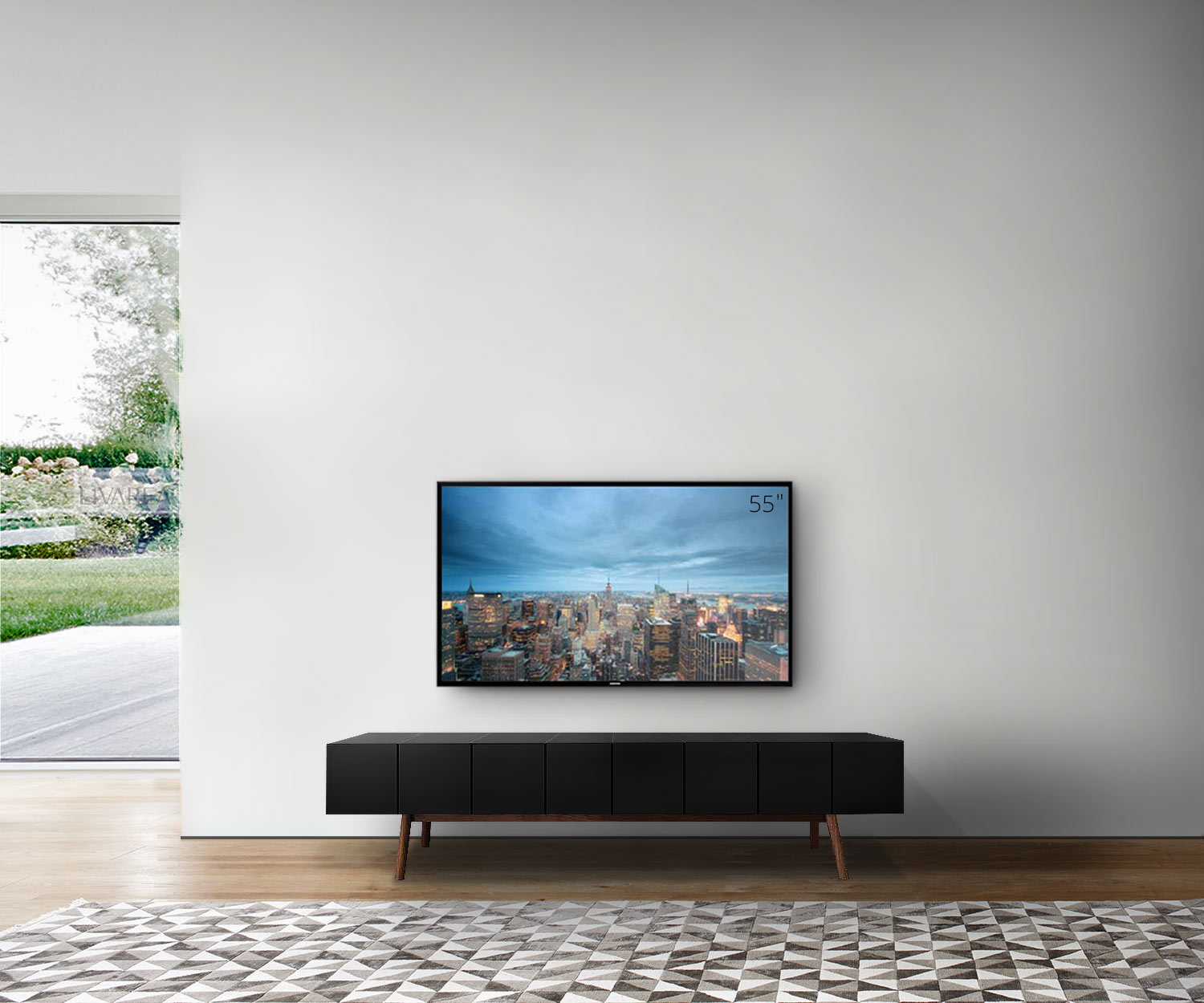 al2 MOS I KO 005 B Breite 200 cm Korpus Schwarz Beine Walnuss