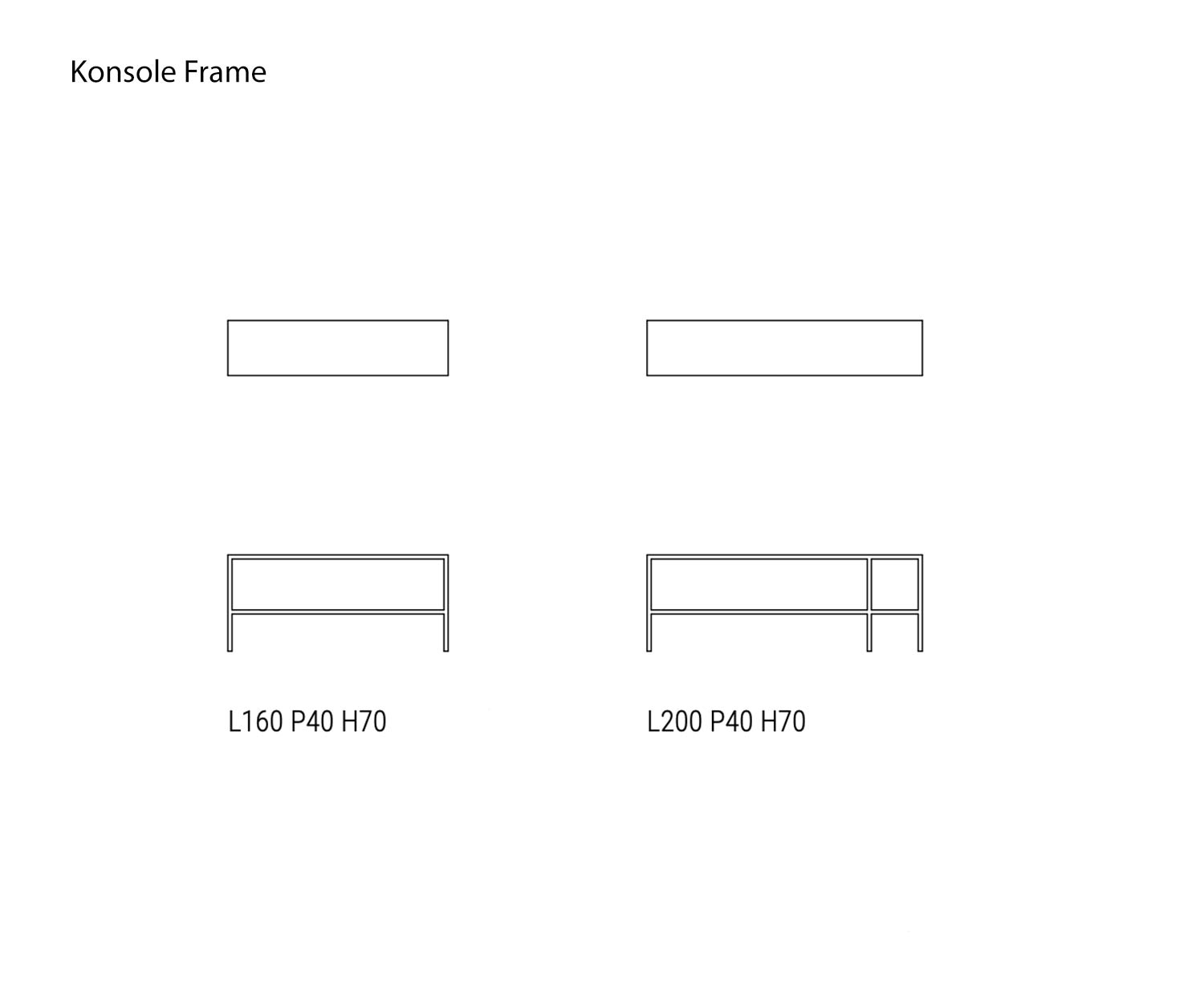 Esquisse Console Frame Cadre Tailles Indications de taille Dimensions
