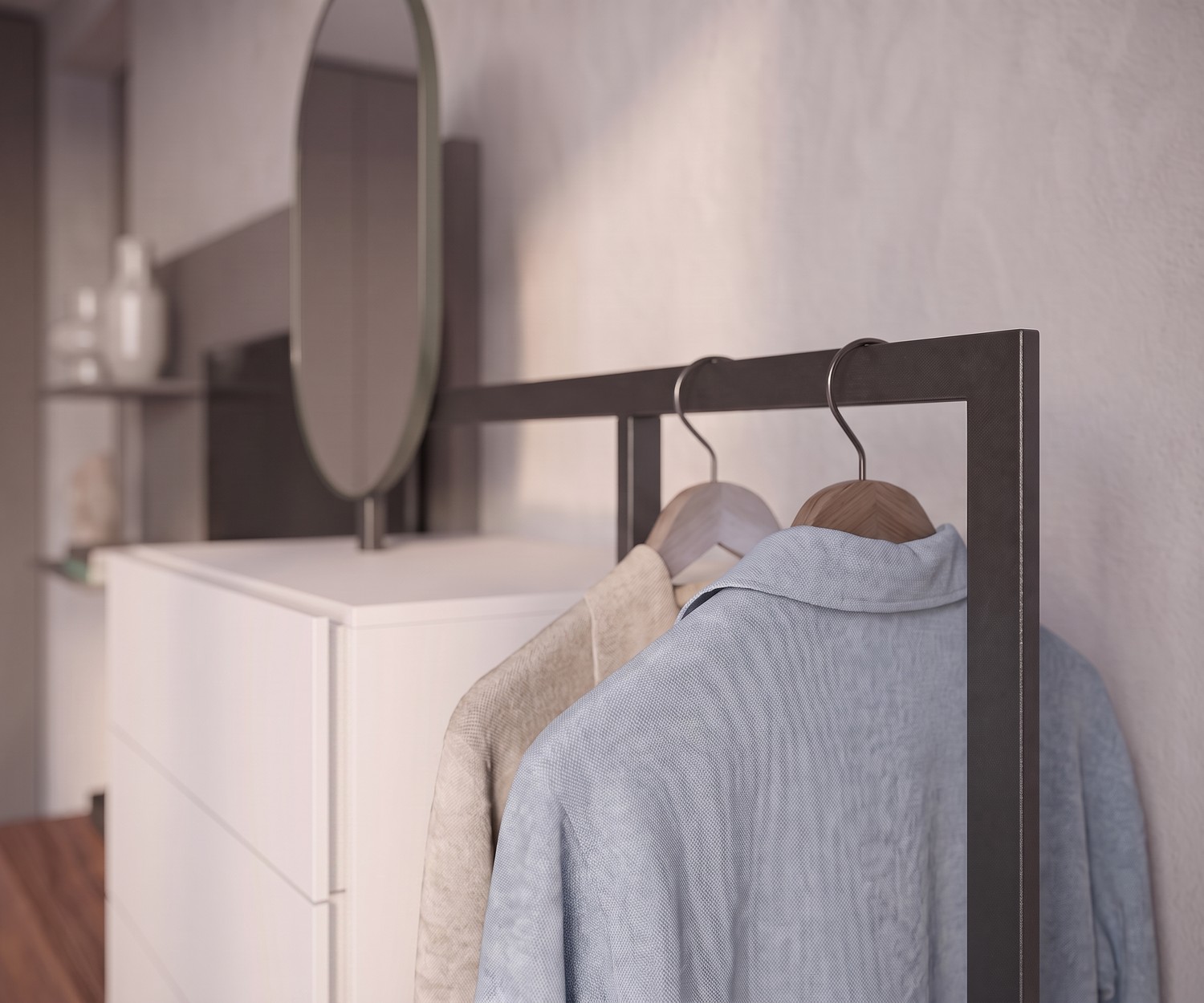Novamobili Kommode Easy 9 Garderobe im Schlafzimmer, Kleiderstange für Jacken, weiße Schubladenkommode, moderner Stil