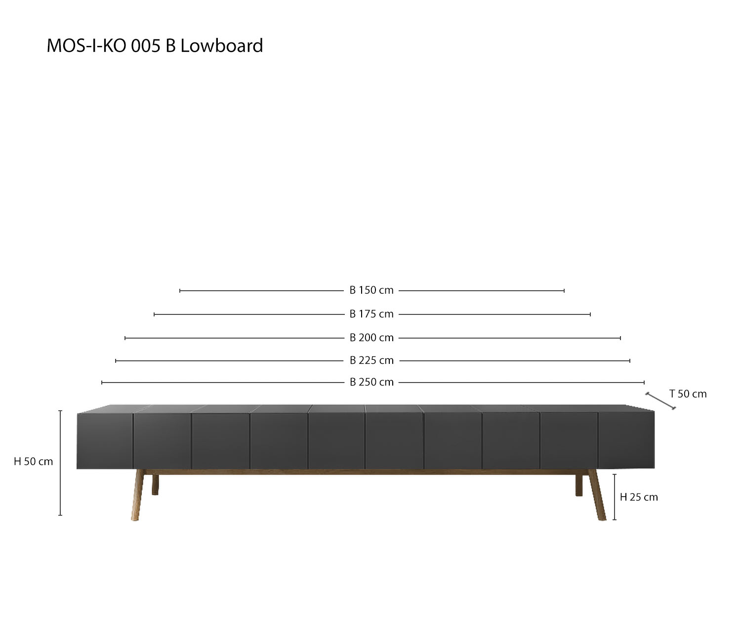 Designer Sideboard MOS I KO 005 B de al2 Esquisse Dimensions Tailles Variantes
