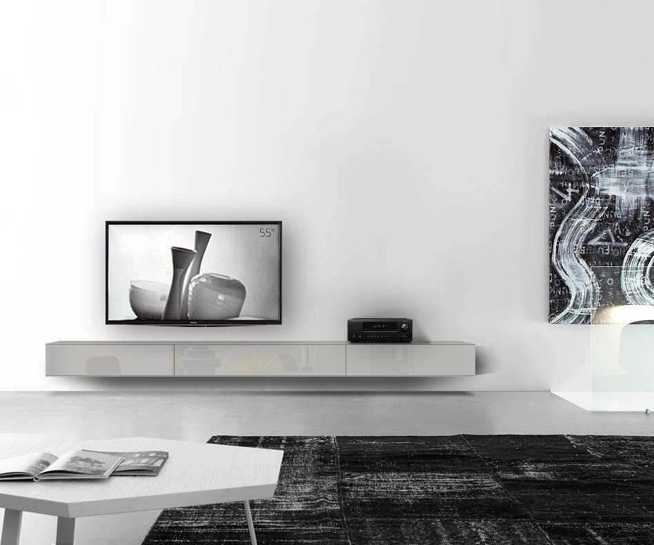 /Design Lowboard Wand L300 H25 5 gris clair brillant /Design Lowboard Wand L300 H25 5 gris clair brillant