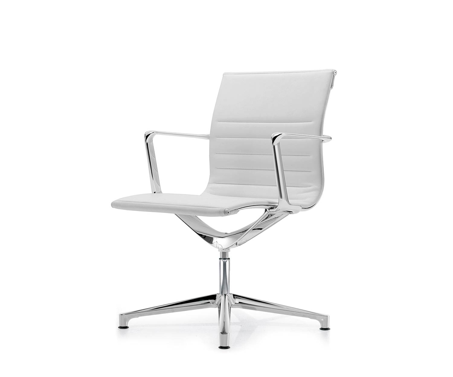 ICF Una Chair Managment Chaise de bureau Design Chaise pivotante 4 bras sans roulettes H42 cm avec cuir Cuir blanc 915 ICF Una Chair Managment Chaise de bureau Design Chaise pivotante 4 bras sans roulettes H42 cm avec cuir Cuir blanc 915