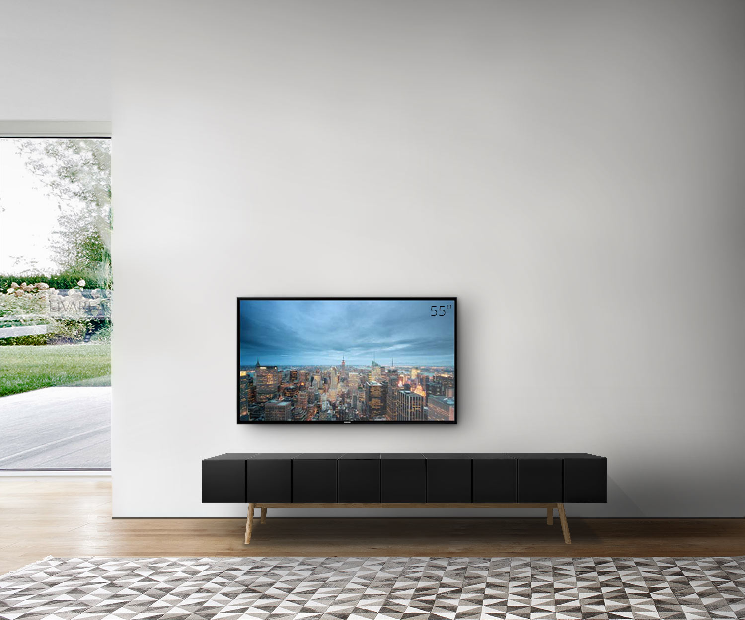 al2 MOS I KO 005 B Breite 225 cm Korpus Schwarz Beine Eiche