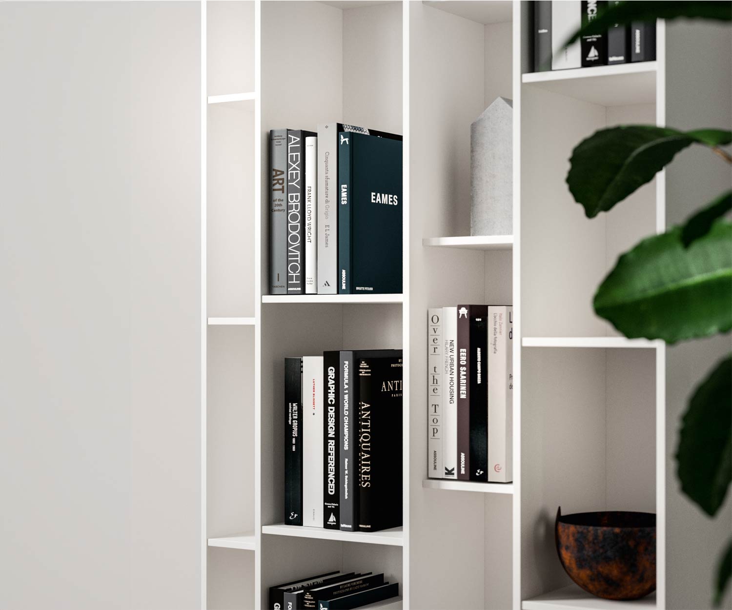 Ozzio Byblos X026 schmales Design Wand regal mit vielen kleinen einlegeboeden verschachtelt Ozzio Byblos X026 schmales Design Wand regal mit vielen kleinen einlegeboeden verschachtelt